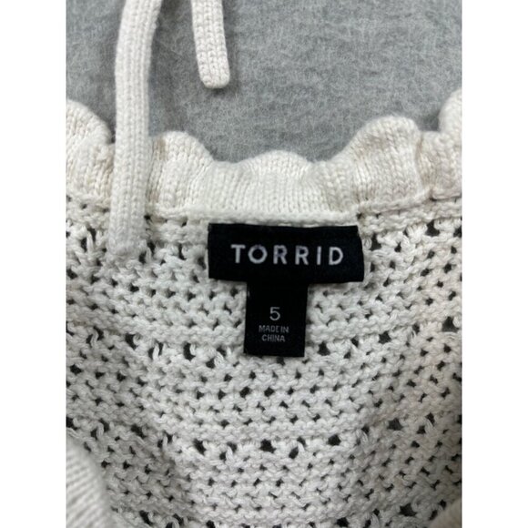 Torrid Womens Sz 5 Striped Knit Cotton Top Summer Sweater Square Neck Boho - Picture 2 of 5